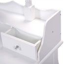 Vanity Table Set with Cushioned Stool with 360¬∞ Rotating Oval Mirror and Three Drawers-White by LJGDeals