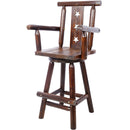 Rustic Tall Bistro Chair Decorative Star Backrest And Footrest, Fir Wood, 4 Foot - Brown by HouseOfZazla