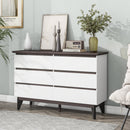 6-Drawer Double Dresser with Wide Drawers,White Dresser for Bedroom, Wood Storage Chest of Drawers for Living Room Hallway Entryway, 47.2" W x 15.74" D x 30 .7"H