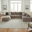 Modular Cloud Sectional Sofa Set, U-Shaped Upholstered Couch With Deep Seat