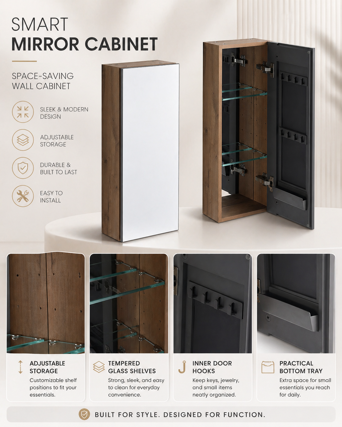 10'' Bathroom Mirror Cabinet with Storage, photo 2 of 10