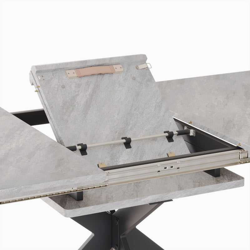Modern Extendable Dining Table Set For 6 - 8 - Black / Gray, photo 12 of 13