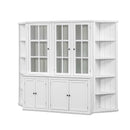 Retro Style Wall Suit With Glass Doors, 75.25" Tall Display Cabinets & Triangle Sided Bookshelves - White by HouseOfZazla