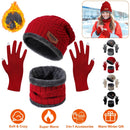 Winter Knitted Hat Scarf Gloves 3Pcs Winter Warm Beanie and Touch Screen Gloves Scarf Set Knit Beanie Skull Cap Neck Warmer Mittens for Men Women