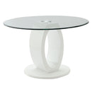 Larry - Glass Top Round Dining Table - White High Gloss by Unique Piece Furniture