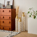 Mother's Day Gift Set Gilded White 3D Relief Flower Metal Vase Set - White / Gold by Unique Piece Furniture