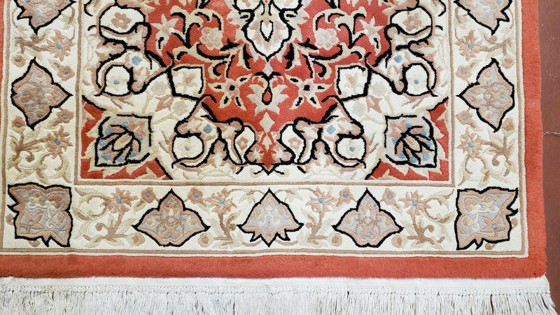 3x5 Red Chinese Plush Rug, Hand Knotted Soft Wool Carpet, Medallion Rug, Fine Vintage Rug, 120 Line, Small Area Rug