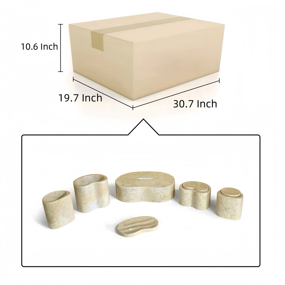 Elegant Natural Marble Bathroom Accessories Set, photo 14 of 16