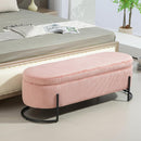 Storage Ottoman,Bedroom End Bench,Upholstered Fabric Storage Ottoman with Safety Hinge, Entryway Padded Footstool, Ottoman Bench for Living Room & Bedroom (Pink)