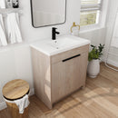 30 Inch Freestanding Bathroom Vanity with White Resin Sink & 2 Soft-Close Cabinet Doors (BVB02430PLO-GRB3040)