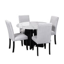 5-Piece Round Dining Table set, 43-Inch Modern Dining Table and 4 Upholstered Chairs for Dining Room, Kitchen Room, Living Room, Easy Assembly