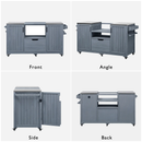 K&K 66.5' Outdoor Kitchen Island for Big Green Egg Grills, Solid Wood Outdoor Grill Cart for Tabletop Grill with Stainless Steel Top, Drawer, Compatible with Large Big Green Egg, Kamado Joe- Grey Blue by Montret