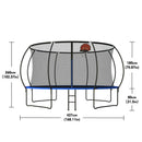 Pumpkin 14 Ft Outdoor Trampoline With Basketball Hoop Enclosure Net Ladder And Metal - Black / Blue by HouseOfZazla