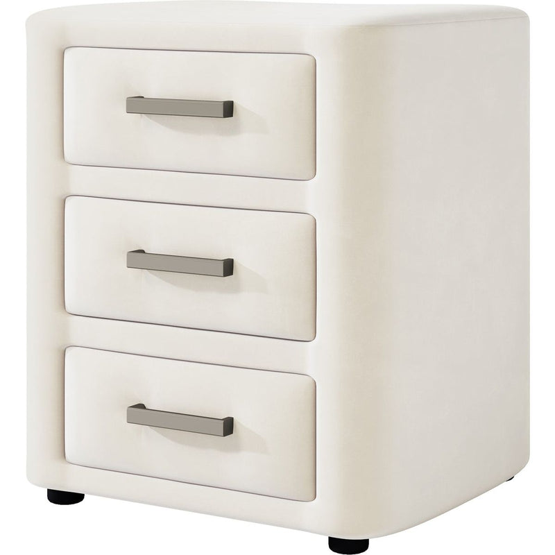 3 Pieces Bedroom Sets Queen Size Velvet Upholstered Platform Bed Vertical Channel Tufted Headboard and Two Three-drawer Nightstands,Beige