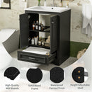 Bathroom Vanity With Ceramic Sink Combo, Modern Freestanding Storage Cabinet With Silver Handles by HouseOfZazla