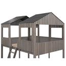 Bunk Bed With Roof, Window, Guardrail, Ladder