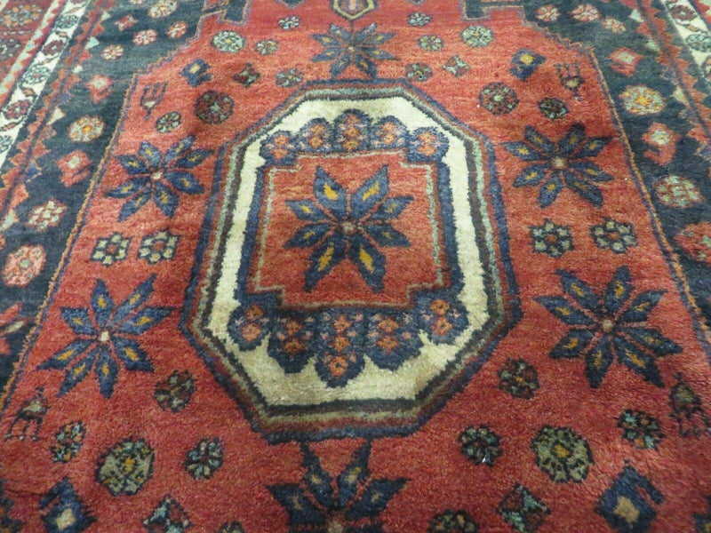 4' X 9' Antique Handmade Turkish Tribal Oriental Geometric Wool Rug