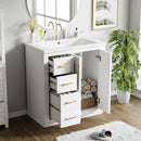 Ceramic Sink Combo, Freestanding Vanity Set With 3 Drawers & Soft Closing Doors by HouseOfZazla
