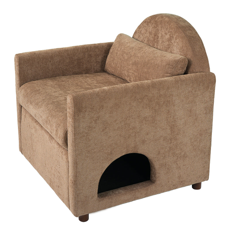 Coffee Pet Friendly Accent Chair with Hidden Pet Nook, photo 7 of 10