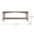 Rustic Brown Wood Coffee Table with Turned Spiral Legs and Lower Shelf by HouseOfZazla