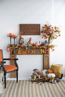 Sitting Gnome With Maple Leaf On Hat, For Holiday Harvest Festival Fall Festival & Thanksgiving Table Decorations (Set of 2) - Orange Multi