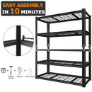 Garage Storage Rack, 5 Layer Adjustable Shelving Unit For Warehouse - Black by HouseOfZazla