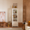 Modern Upholstered Glass Display Cabinet With Adjustable LED Light - White by Unique Piece Furniture