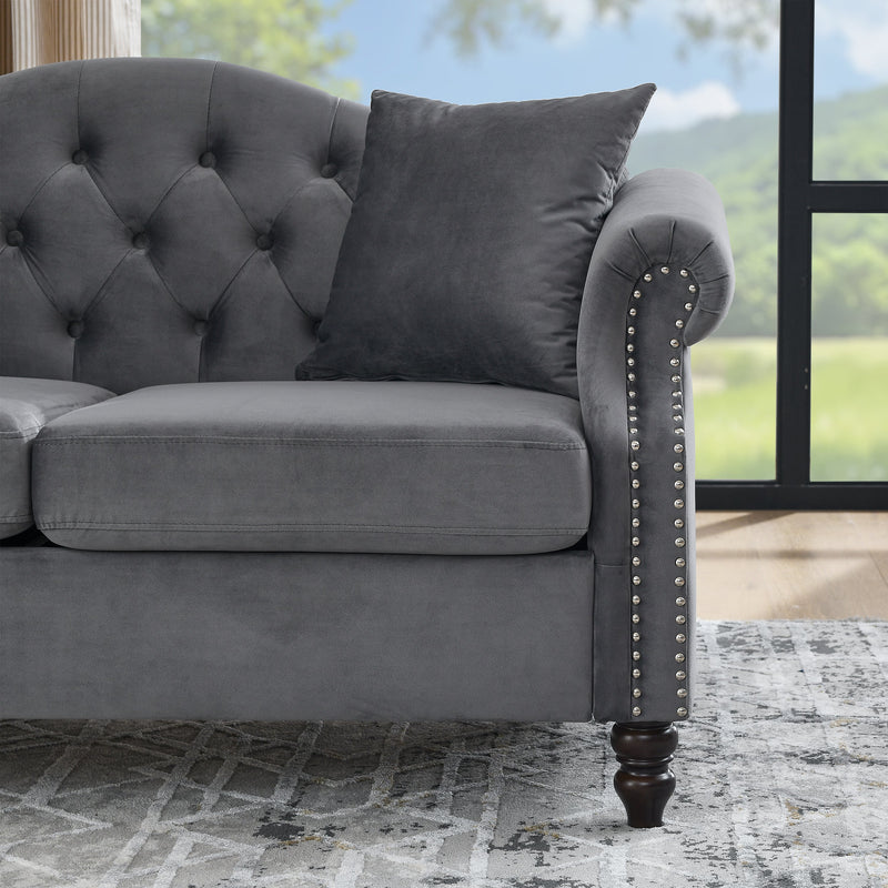 3-seater + 3-seater Combination sofa.Grey Velvet W834S00064