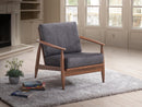 Alisa Accent Chair, Charcoal Fabric & Brown Finish