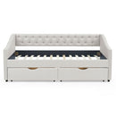Upholstered Tufted Daybed With 2 Drawers, Waved Arms by HouseOfZazla