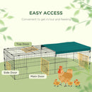 73" Small Animal Playpen, Pet Playpen Yard Fence for Rabbits, Chicken, Chinchillas with Roof for Indoor & Outdoor, Green