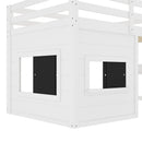 Twin Size Loft Bed With Sliding Chalkboard & Bookshelf