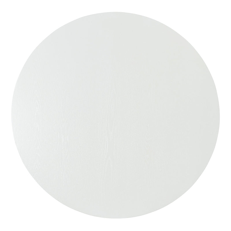 5-piece Dining Set Retro Round Table with 4 Upholstered Chairs for Living Room, Dining Room (White)