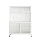 Contemporary Kitchen Pantry Cabinet With Glass Doors, Adjustable Shelves, Steel - Brushed Nickel by HouseOfZazla