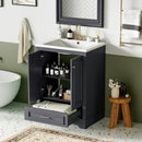 Bathroom Vanity With Ceramic Sink Combo, Modern Freestanding Storage Cabinet With Silver Handles by HouseOfZazla