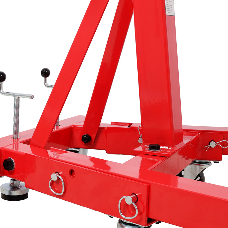 1500 lbs Folding Engine Stand, Geared Rotating Head, 360-Degree Adjustable, Red, photo 9 of 10