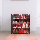 4 Layers Shoe Cabinet With Glass Door And Glass Layer Shoes Display Cabinet With LED Light Bluetooth Control - Black by HouseOfZazla