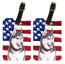 USA American Flag with Alaskan Malamute Luggage Tag