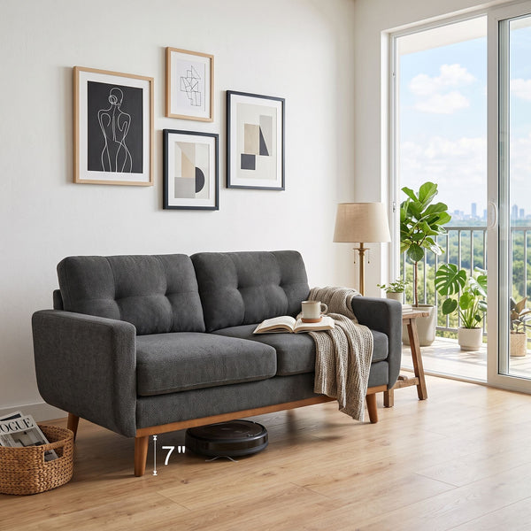 65-Inch Modern Minimalist Two-Seater Sofa, photo 2 of 3