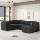 U-Shaped Sectional Sofa Pull Out Sofa Bed With Two USB Ports, Two Power Sockets, Three Back Pillows And A Storage Chaise For Living Room by Unique Piece Furniture