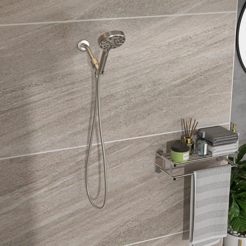 Multi Function Adjustable Hand Shower 8 Function Hand Shower, Plastic Construction - Brushed Nickel, photo 5 of 7