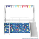 Jack - House Loft Bed With Slide And Curtain Set by HouseOfZazla