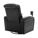 270 Degree Swivel PU Leather Power Recliner Individual Seat Home Theater Recliner with Comforable Backrest, Tray Table, Phone Holder, Cup Holder, USB Port, Hidden Arm Storage for Living Room, Black