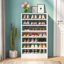 8 Tier Tall Shoe Rack, Wooden Shoe Storage Cabinet, Entryway Organizer - White by HouseOfZazla