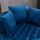 Accent Chair / Classical Barrel Chair for living room / Modern Leisure Sofa Chair (Blue)