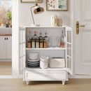 Minimalist Buffet Cabinet With Double Glass Doors And Drawer by HouseOfZazla