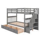 Stairway Bunk Bed With Storage And Guard Rail For Bedroom by Unique Piece Furniture