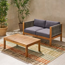 Charlotte Outdoor And Rope 4 Seater Chat Set With Cushions - Teak by HouseOfZazla