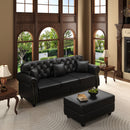Upholstered Sofa With Nailhead Trim, Rolled Armrests With Ottoman by HouseOfZazla