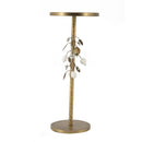 Round Iron Side Table with Botanical Details